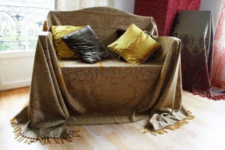 Jeté de canapé 150cmx200cm pure laine jacquard Throw-Arpora