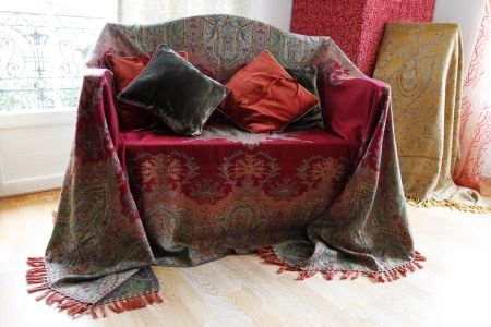 Jeté de canapé 150cmx200cm pure laine jacquard ADILABAD