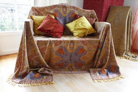 Jeté de canapé 150cmx200cm pure laine jacquard Throw-Varanasi