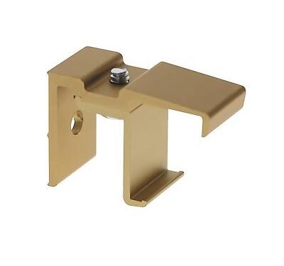Support mural simple retour 3cm pour rail 100 Satiné or