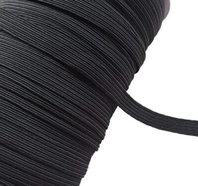Elastique NOIR pour masques Covid19 - Bobine de 400 m en largeur 6 mm