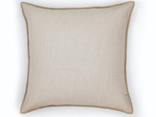 Coussin carré esprit lin finition bourdon sable