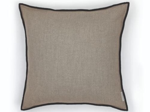 Coussin carré esprit lin brut finition bourdon noir
