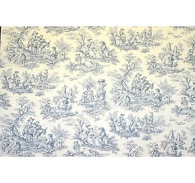 Toile de jouy La Campagne Bleu
