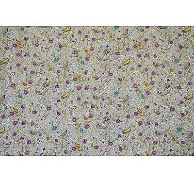 Toile de jouy Fleurs et Oiseaux Violet