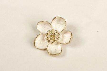 Bouton Bijoux Fleur Strass Or