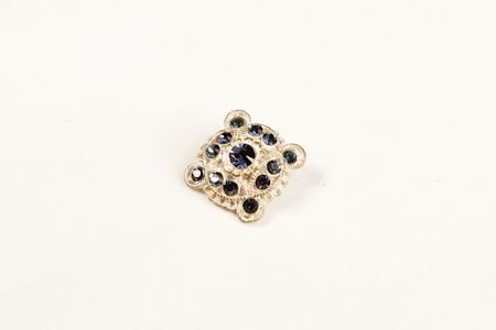 Bouton Faux Carré Argent et Bleu