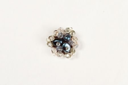 Bouton Perle Coeur Bleu