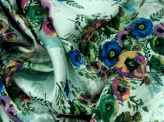 Crepe satin Soie Imprimé royal blue