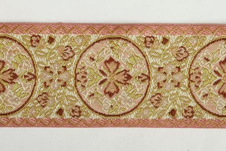 Galon Jacquard Ondulé Rose et Beige
