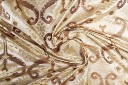 Jacquard de soie dessin IKAT chocolat