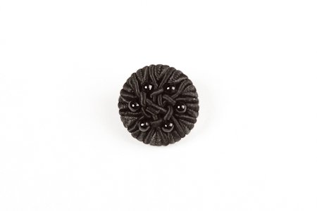 Bouton Rond Ficelle et Perle Noir