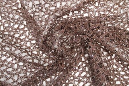 Dernier coupon Organza de Soie Brodé Cappucino 1M40
