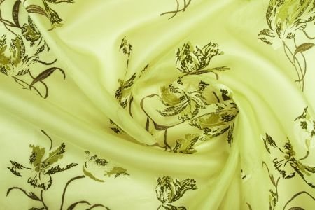 Organza de Soie Imprimée Vert