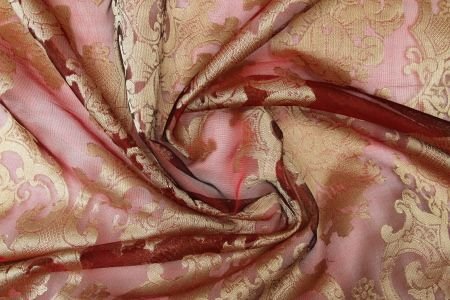 Organza de Soie Jacquard Cerise