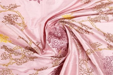 Dernier coupon Soie Brodée Exclusif Rose Lilas 1M20