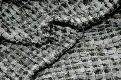 Tweed haute couture noir gris lurex et mauve