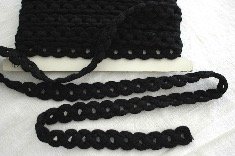Galon large en chenille noir 4 cm