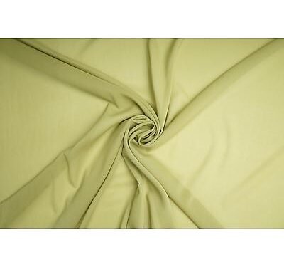 Tissu Mousseline Georgette  Olive Tilleul vendu au mètre