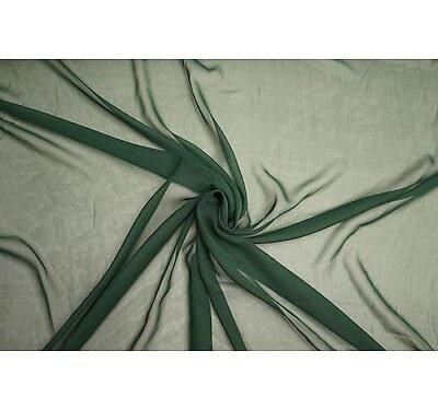Tissu Mousseline Georgette  Vert Bouteille vendu au mètre