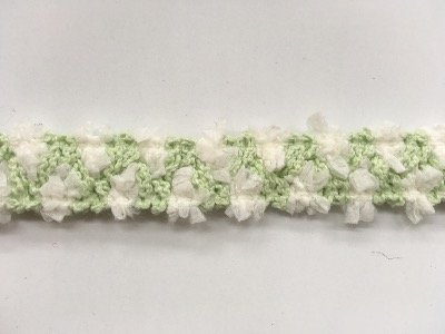 Galon "chanel" vert et blanc fils papier