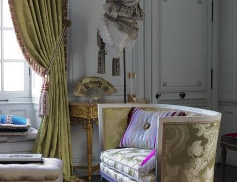Rideau en damas Satin de soie  & coton